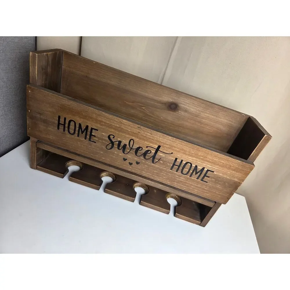 Housewarming‎ Gift, Home Sweet Home, Wall Mounted Wooden Shelf for wine